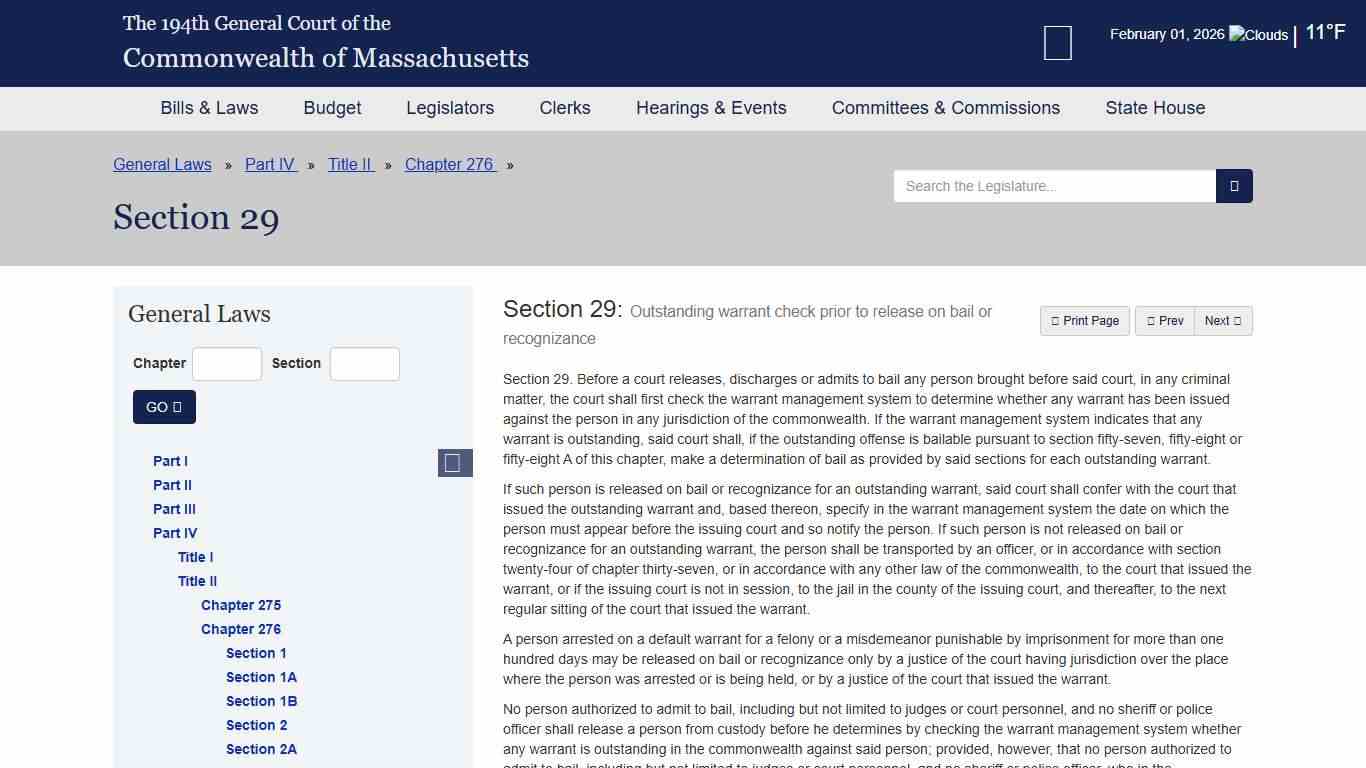 General Law - Part IV, Title II, Chapter 276, Section 29